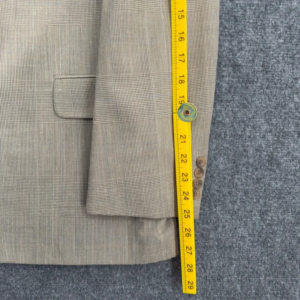JG Hook Mens Tan Glen Plaid Two Button Blazer Sport Coat Made in USA 44R‎